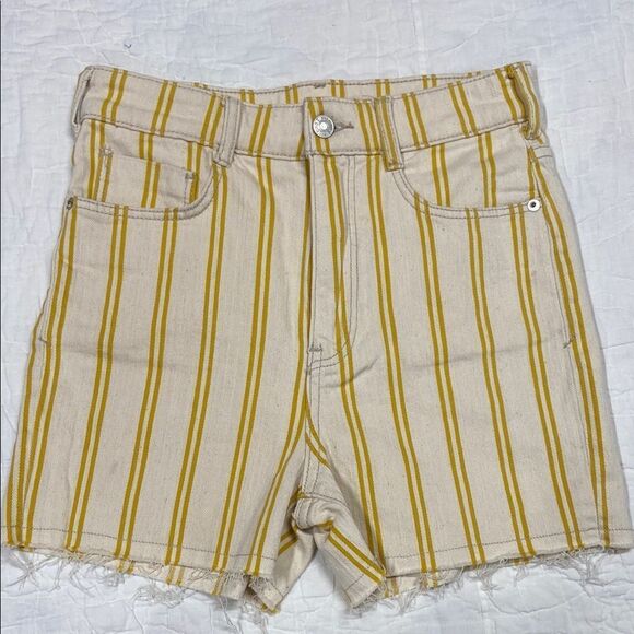 Pilcro Striped Yellow and Cream Denim Shorts size 26 - Picture 1 of 10